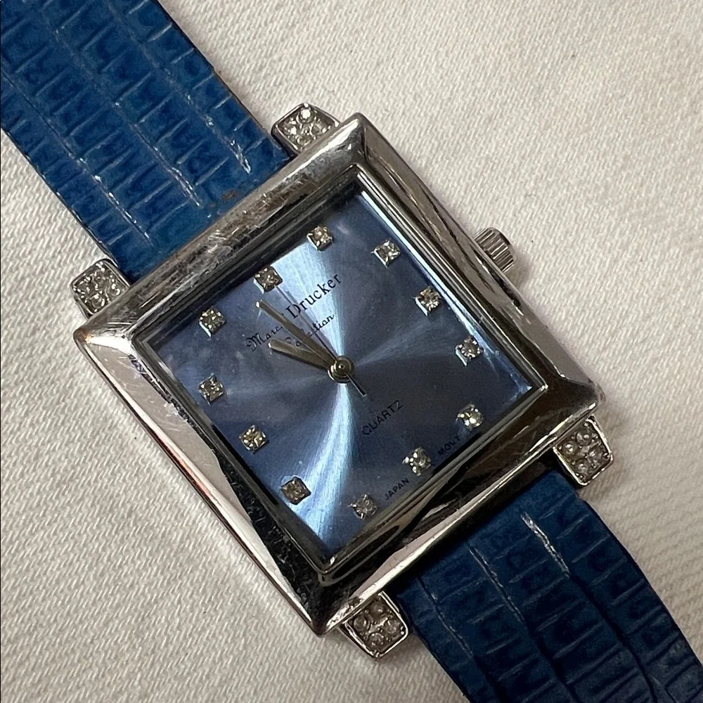 Vintage Marcel Drucker Collection Ladies Square Face/blue band